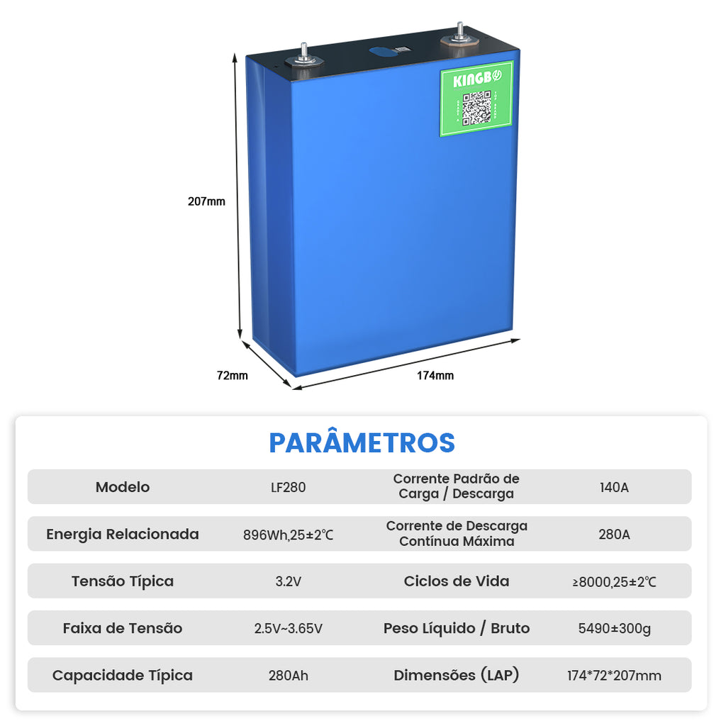 Bateria DIY 12V 280Ah LiFePO4 kingbopower