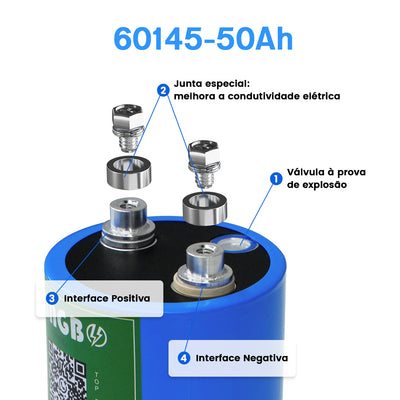 Bateria DIY 12.8V 50Ah 640Wh Lifepo4