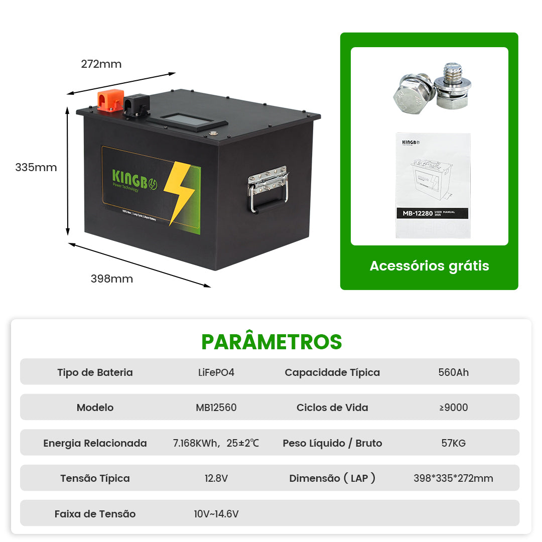 Bateria DIY 12V 560Ah LiFePO4 kingbopower