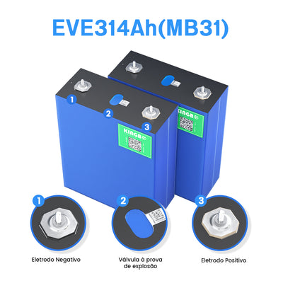 Bateria DIY 6.4V 314Ah 1004.8Wh Lifepo4