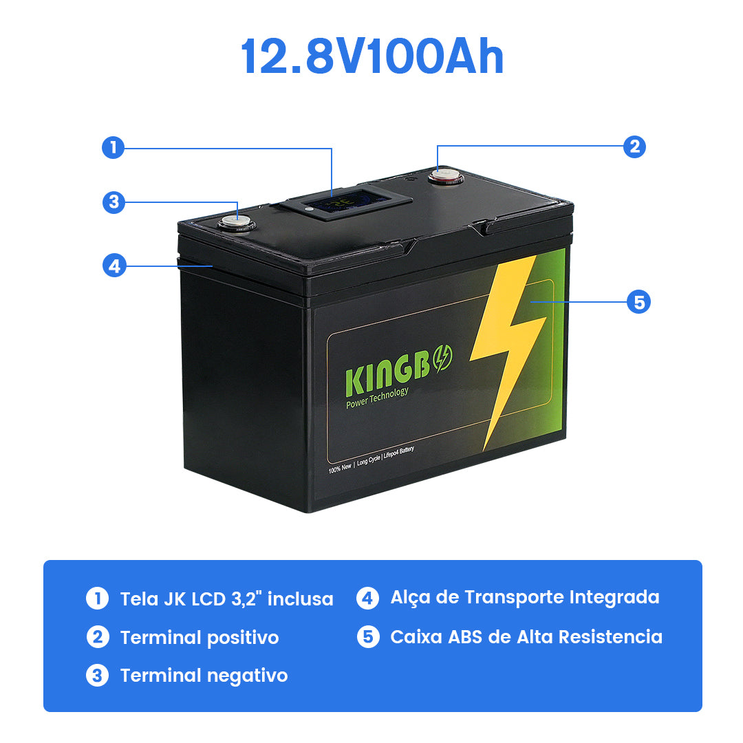 Bateria 12V 100Ah 1.28KWh Lifepo4