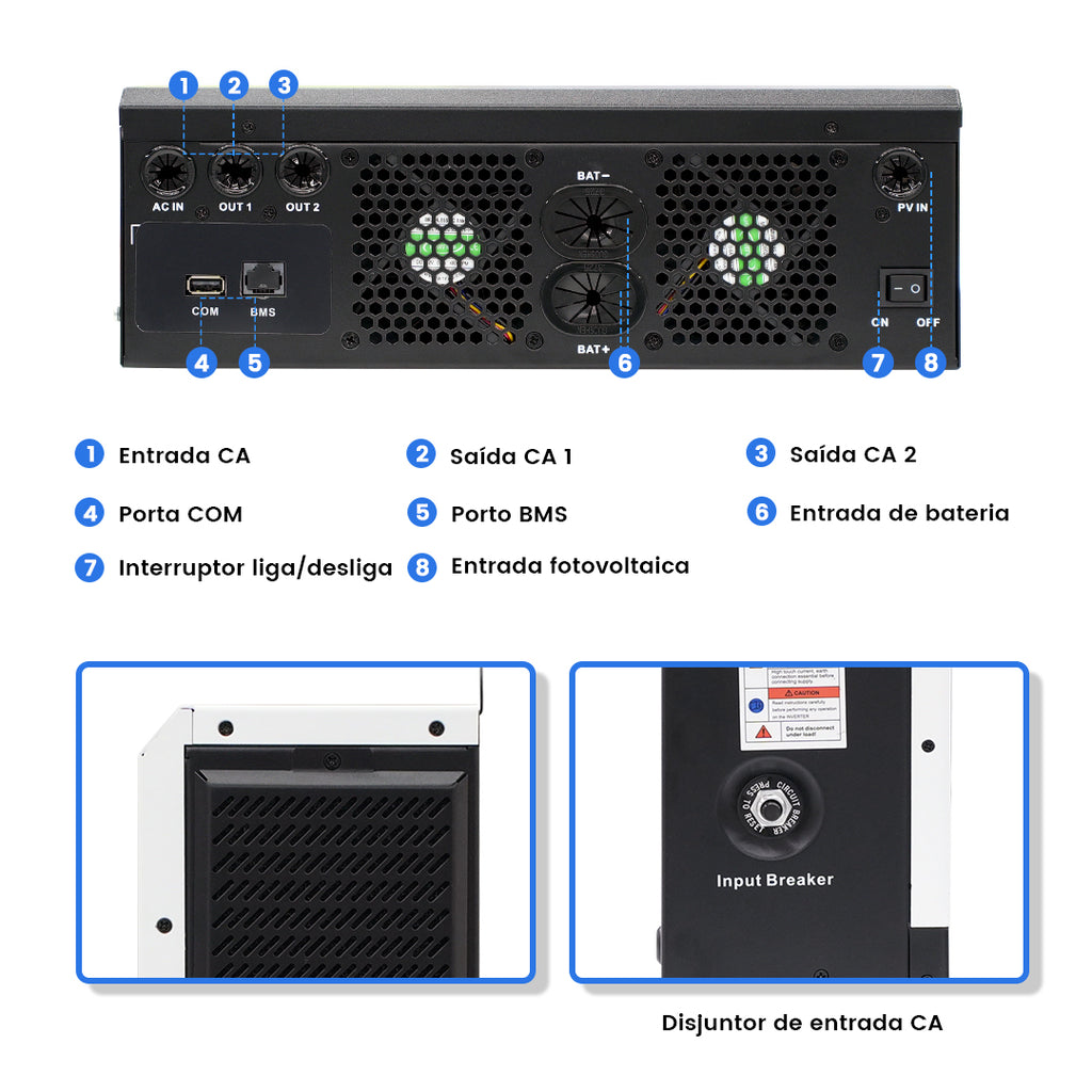 Inversor Solar 6.5KW 48V DIY LiFePO4 kingbopower